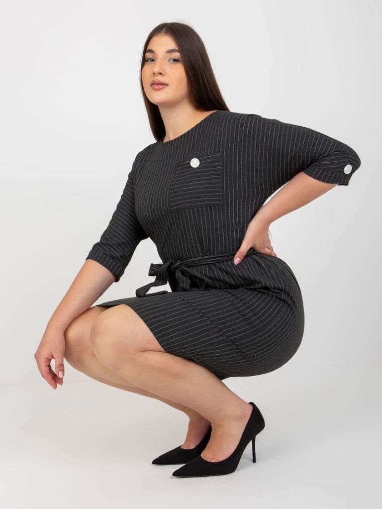 Sukienka damska, plus size, szara, Lakerta