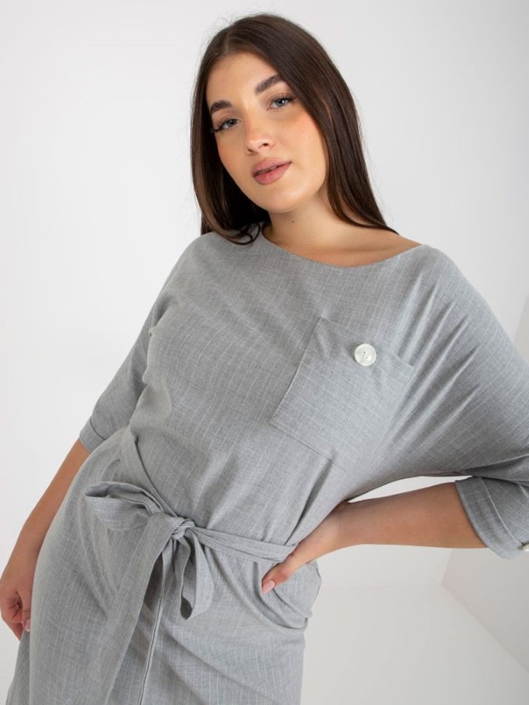 Sukienka damska, plus size, szara, Lakerta