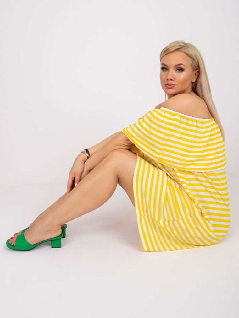 Sukienka damska, plus size, żółta, Basic Feel Good