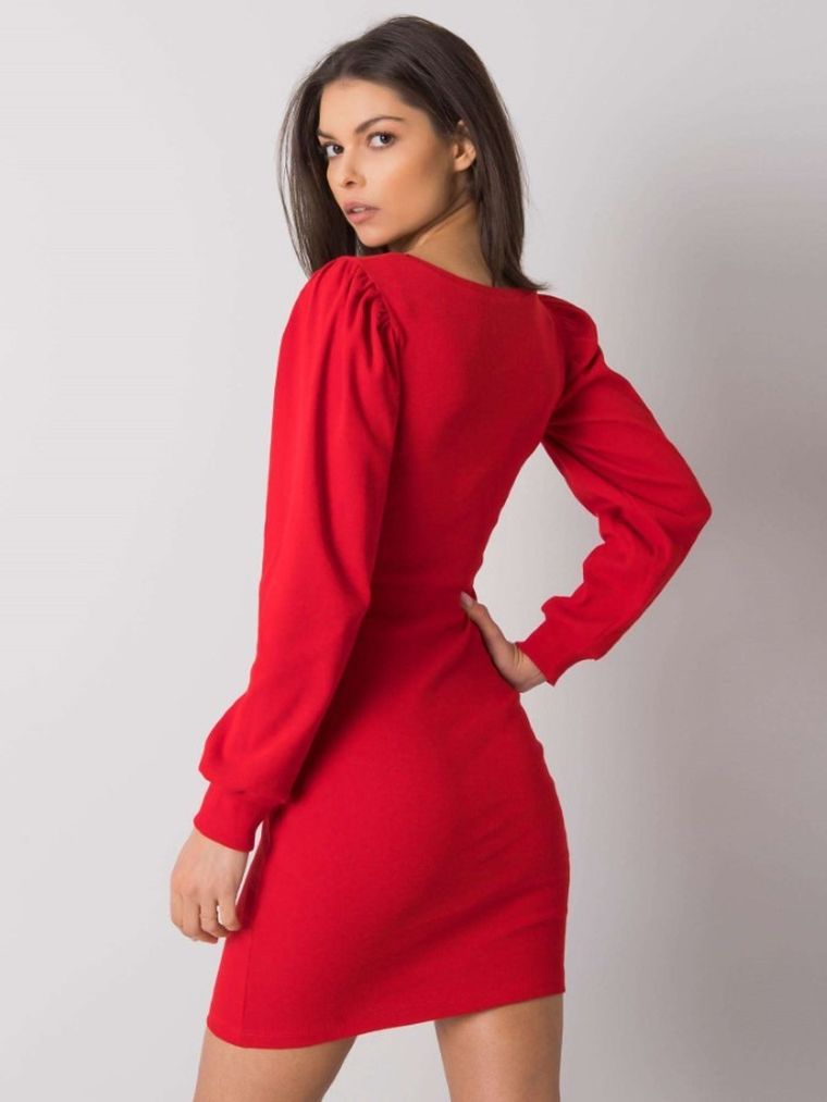 Sukienka damska, prążkowana, czerwona, Rue Paris