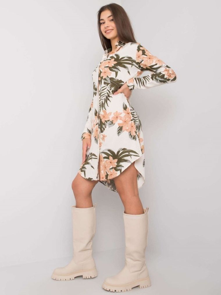 Sukienka damska, szmizjerka, beżowa, Rue Paris