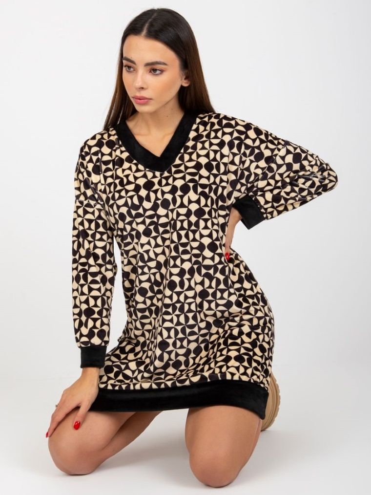 Sukienka damska, welurowa, mix, Rue Paris