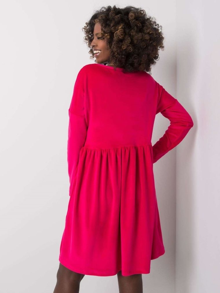 Sukienka damska, welurowa, różowa, Rue Paris