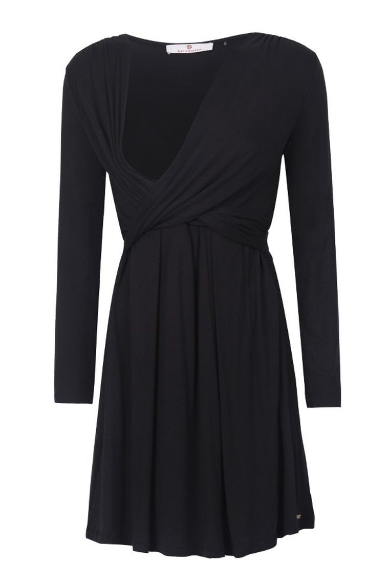 Sukienka damska z długim rękawem, ciążowa, czarna, Bellybutton