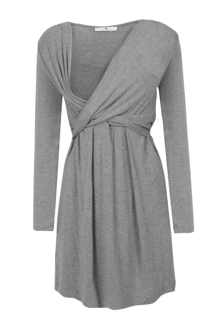 Sukienka damska z długim rękawem, ciążowa, szara, Bellybutton