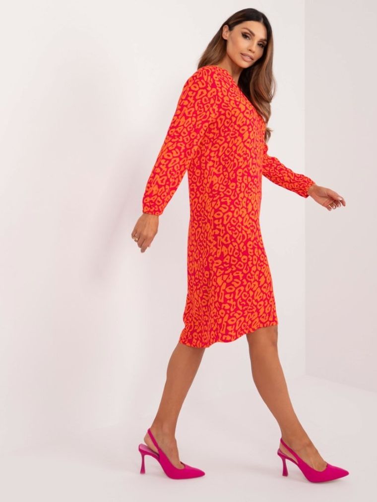 Sukienka damska z długim rękawem, czerwona, Sublevel