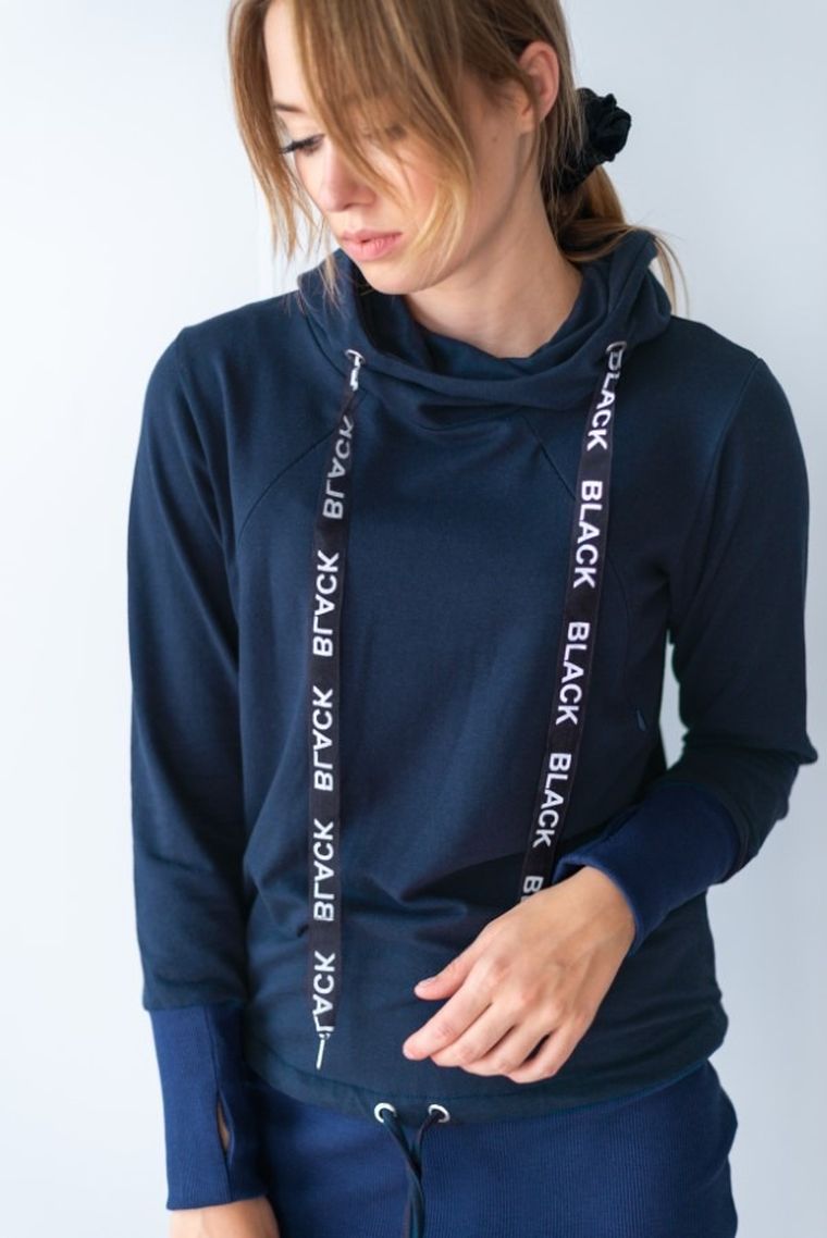 Sukienka damska z długim rękawem, do karmienia, granatowa, Miracle