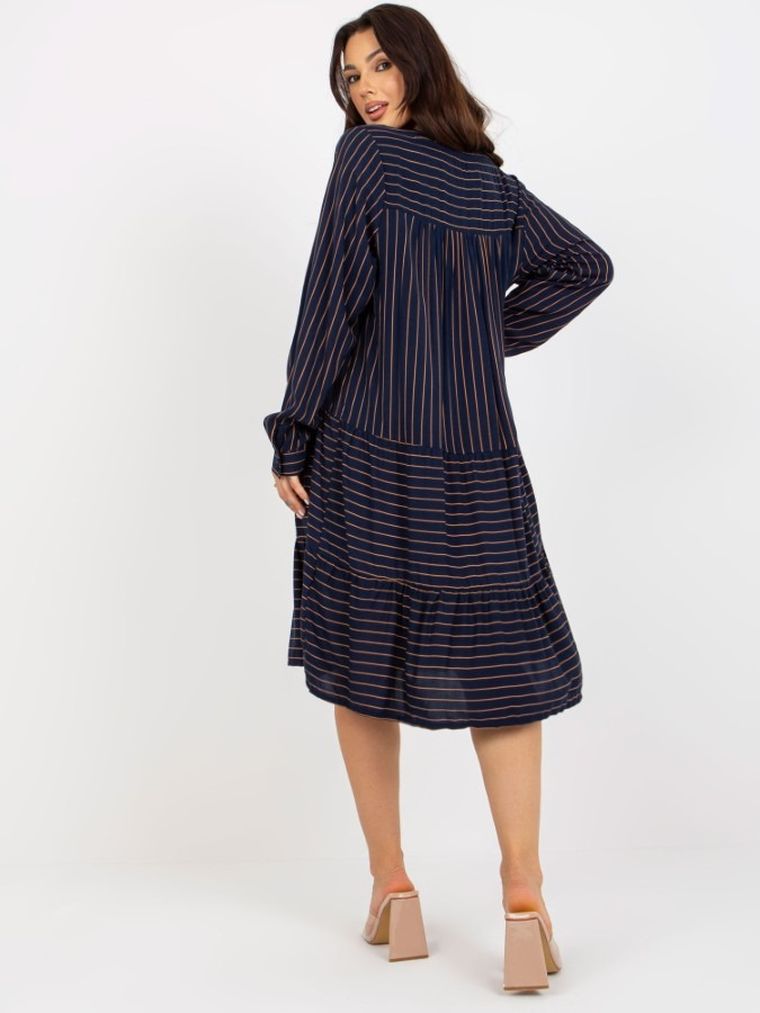 Sukienka damska z długim rękawem, granatowa, Sublevel