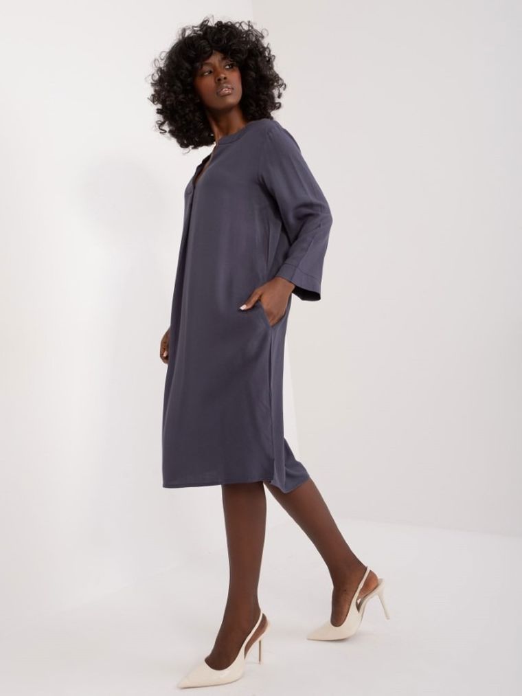 Sukienka damska z długim rękawem, niebieska, Sublevel