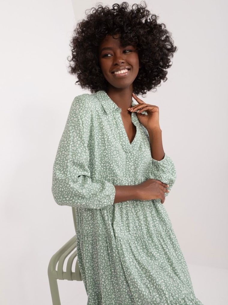 Sukienka damska z długim rękawem, zielona, Sublevel