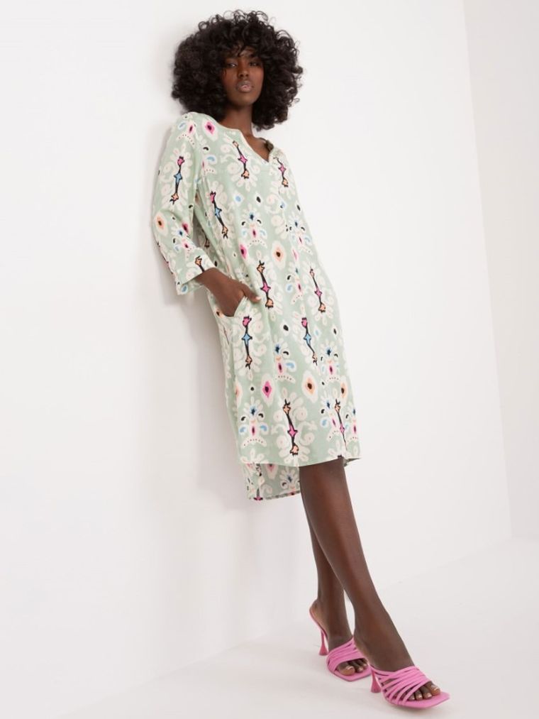 Sukienka damska z długim rękawem, zielona, Sublevel