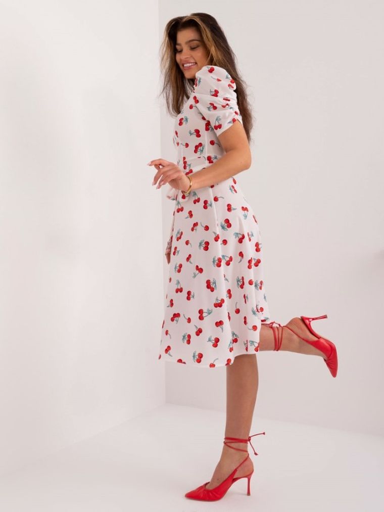 Sukienka damska z krótkim rękawem, biała, Lakerta