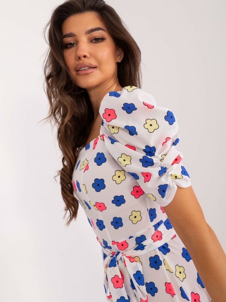 Sukienka damska z krótkim rękawem, biała, Lakerta