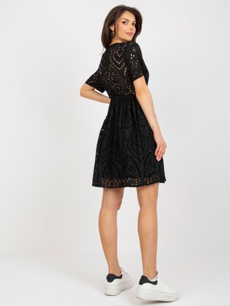 Sukienka damska z krótkim rękawem, czarna, Och Bella