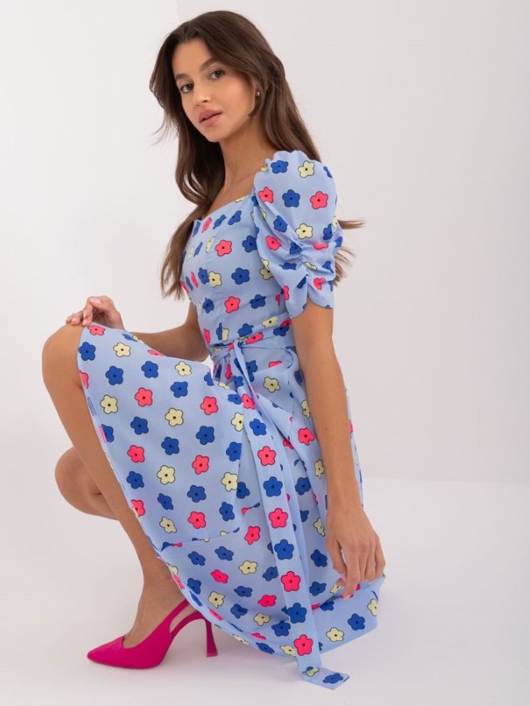 Sukienka damska z krótkim rękawem, niebieska, Lakerta