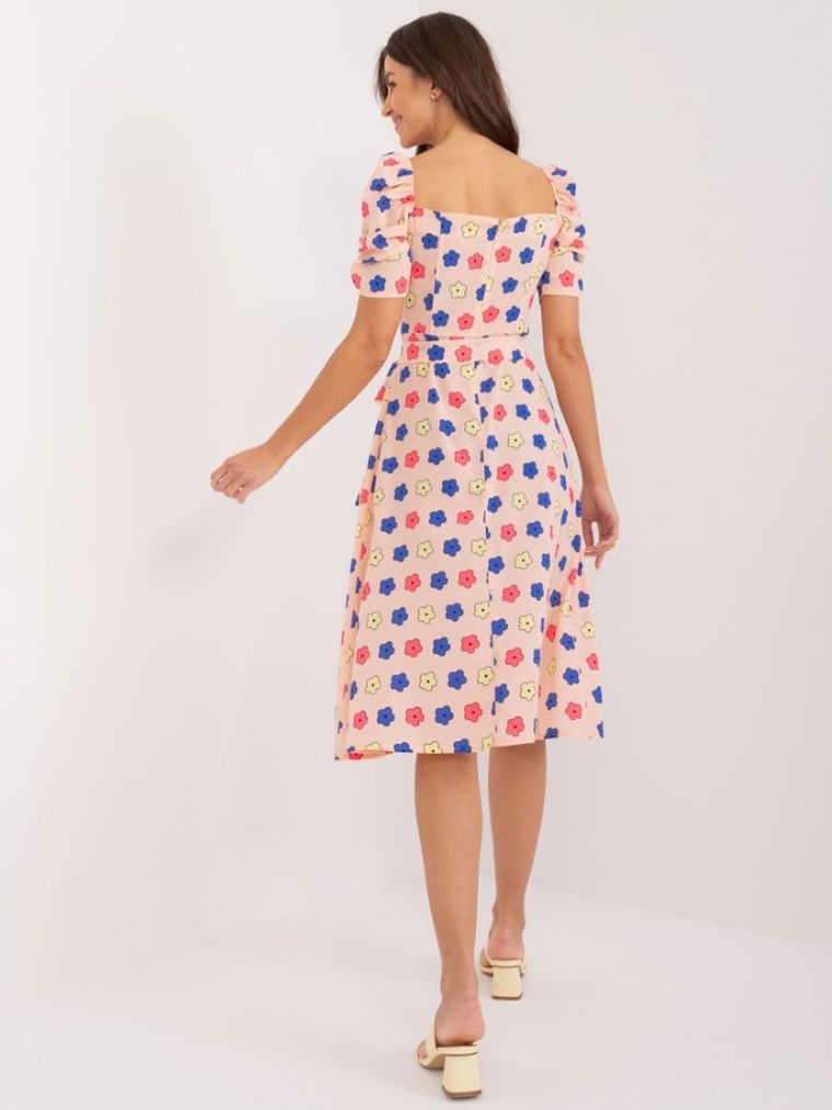 Sukienka damska z krótkim rękawem, pomarańczowa, Lakerta