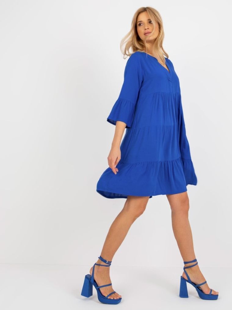 Sukienka damska z rękawem 3/4, niebieska, Sublevel