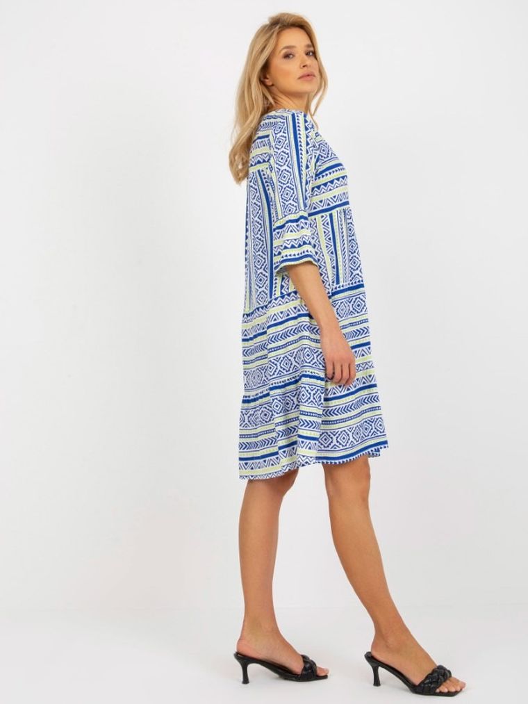 Sukienka damska z rękawem 3/4, niebieska, Sublevel