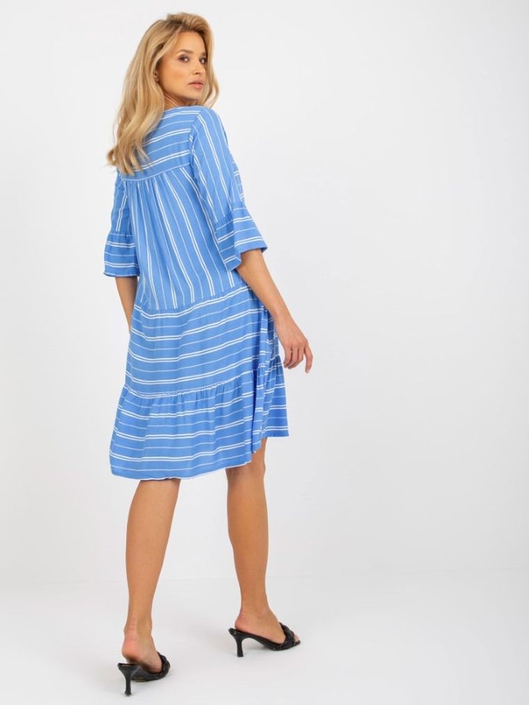 Sukienka damska z rękawem 3/4, niebieska, Sublevel