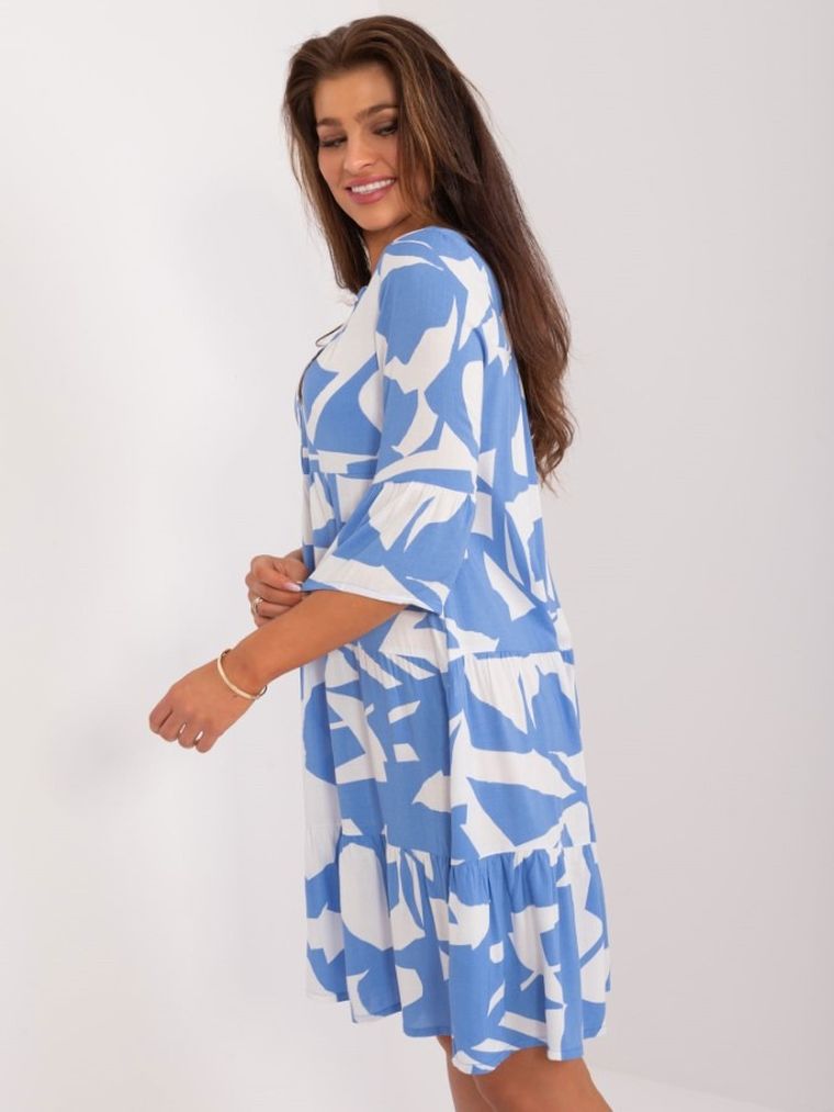 Sukienka damska z rękawem 3/4, niebieska, Sublevel