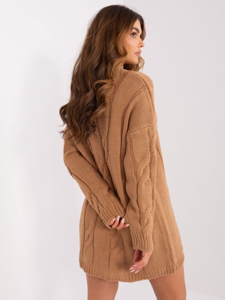 Sukienka damska z wełną, beżowa, Rue Paris