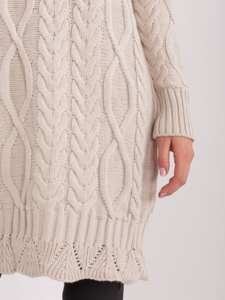 Sukienka damska z wełną, beżowa, Rue Paris