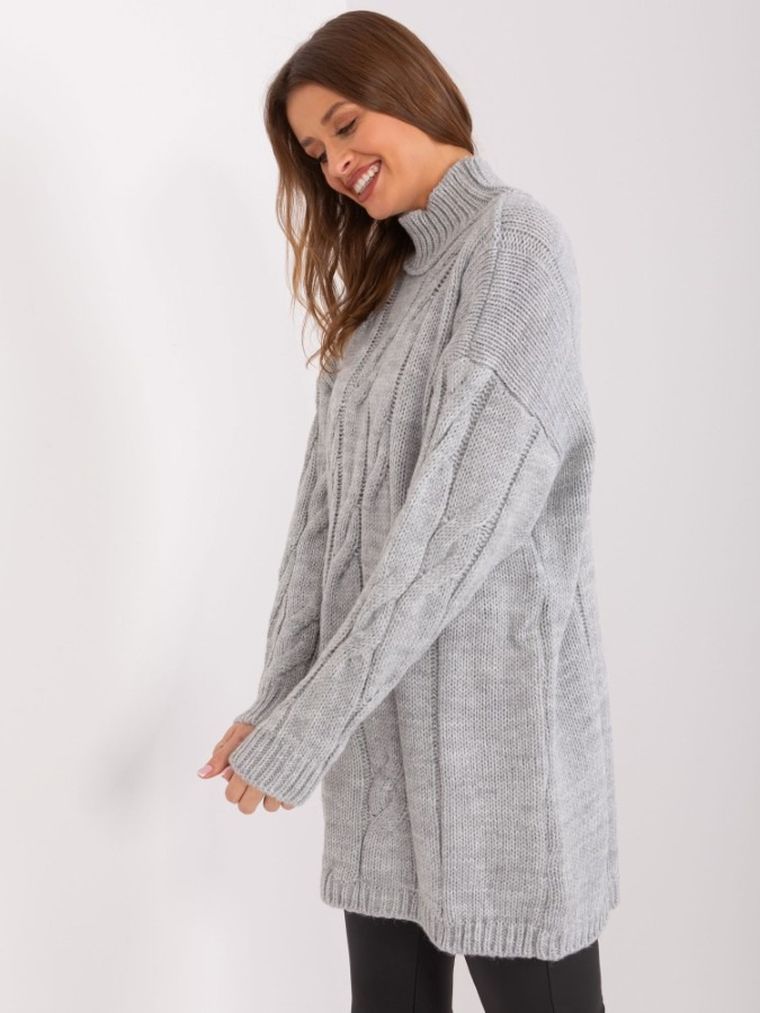 Sukienka damska z wełną, szara, Rue Paris