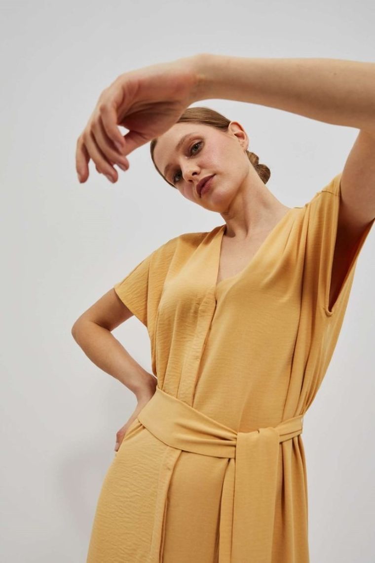 Sukienka damska, żółta, Moodo