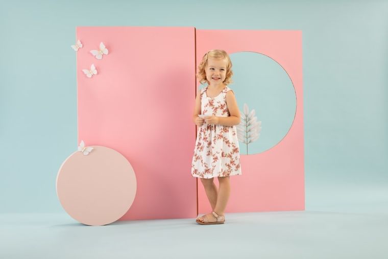 Sukienka dziewczęca bez rękawów, bawełna organiczna, ecru, Pinokio