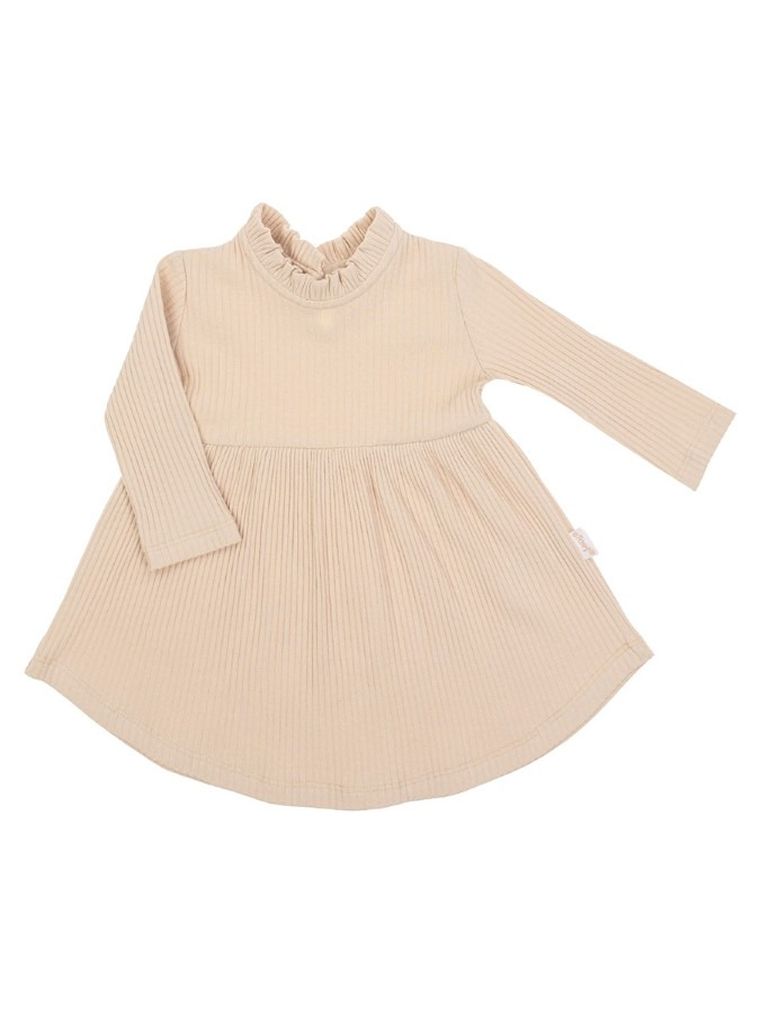 Sukienka dziewczęca z długim rękawem, beżowa, Nicol