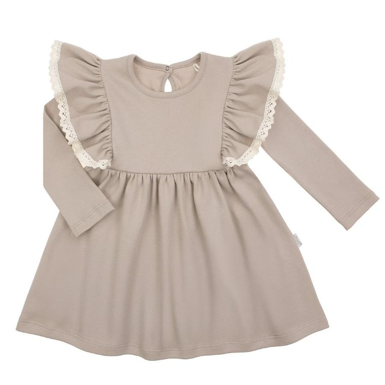 Sukienka dziewczęca z długim rękawem, beżowa, Nicol