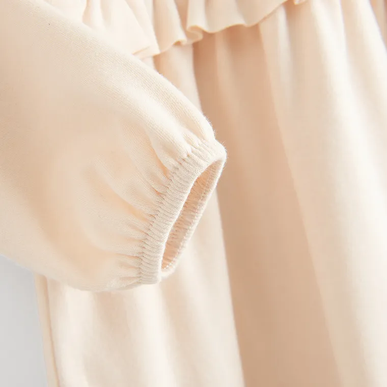 Sukienka dziewczęca z długim rękawem, beżowa, Nicol