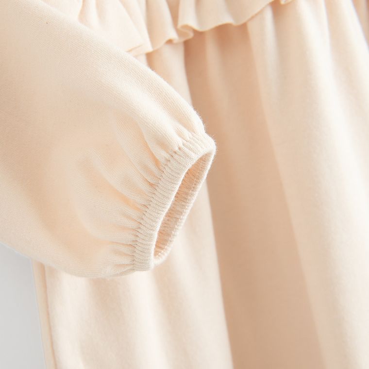 Sukienka dziewczęca z długim rękawem, beżowa, Nicol