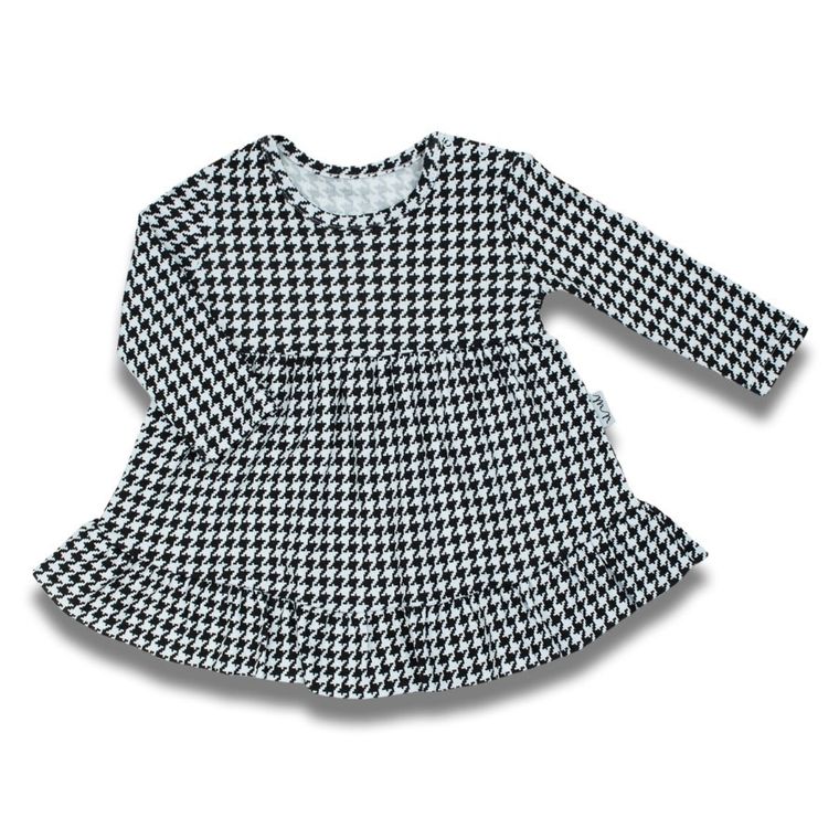 Sukienka dziewczęca z długim rękawem, biało-czarna, Nicol