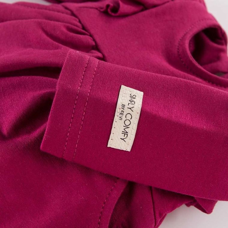 Sukienka dziewczęca z długim rękawem, bordowa, Eevi