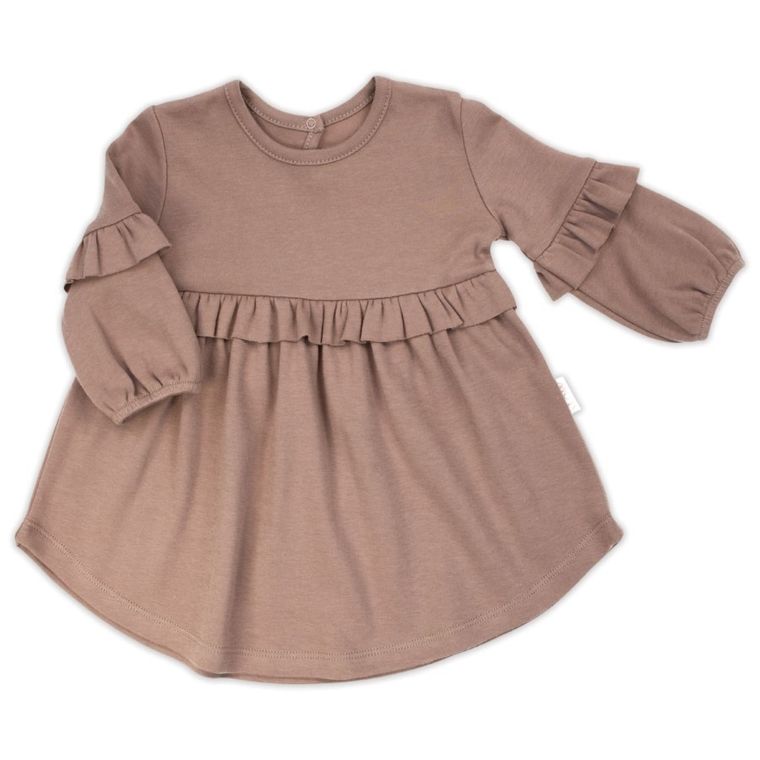Sukienka dziewczęca z długim rękawem, brązowa, Nicol