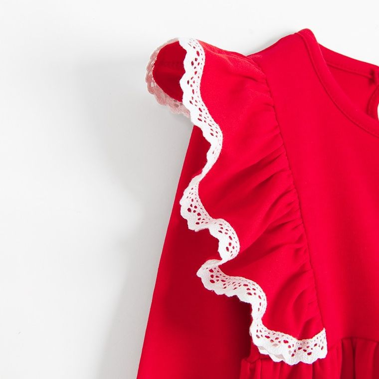 Sukienka dziewczęca z długim rękawem, czerwona, Nicol