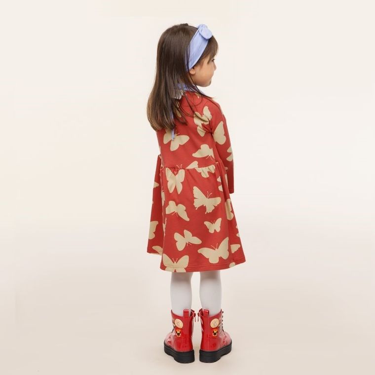 Sukienka dziewczęca z długim rękawem, czerwona, Pinokio