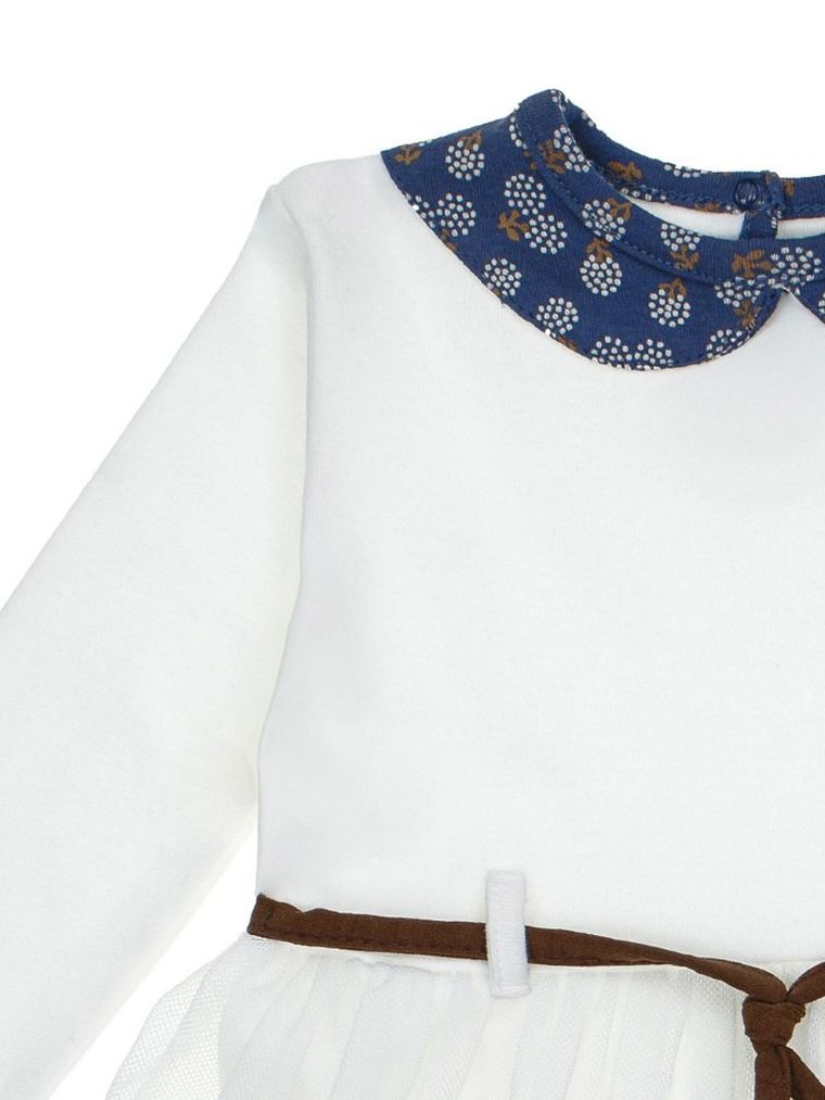 Sukienka dziewczęca z długim rękawem, ecru, Nicol