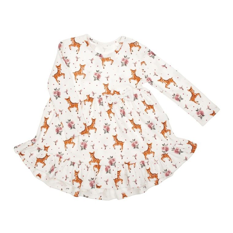 Sukienka dziewczęca z długim rękawem, ecru, Nicol