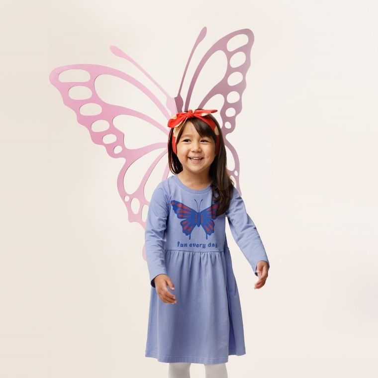 Sukienka dziewczęca z długim rękawem, fioletowa, Pinokio