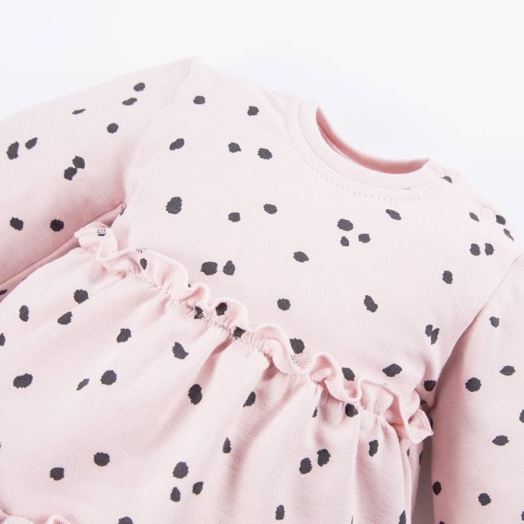 Sukienka dziewczęca z długim rękawem, jasnoróżowa, Eevi