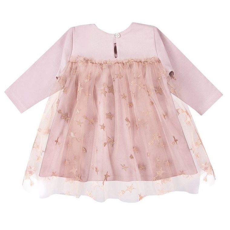 Sukienka dziewczęca z długim rękawem, różowa, Eevi