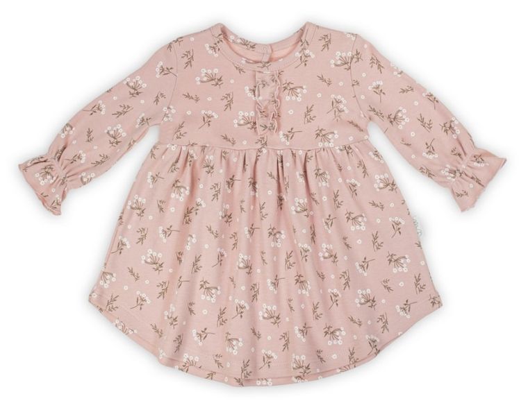 Sukienka dziewczęca z długim rękawem, różowa, Nicol
