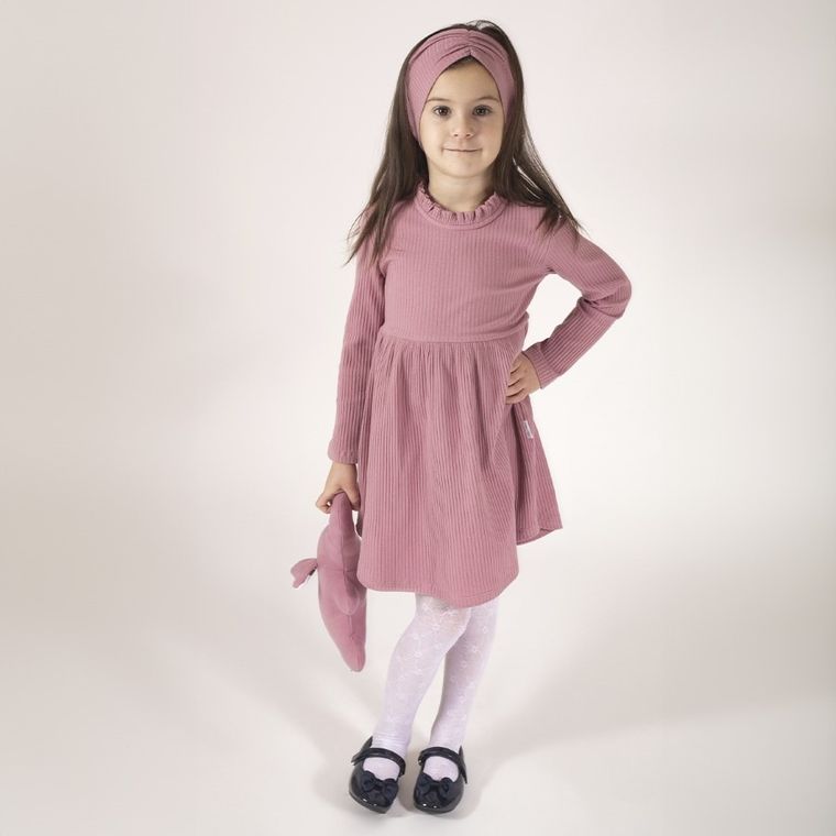 Sukienka dziewczęca z długim rękawem, różowa, Nicol