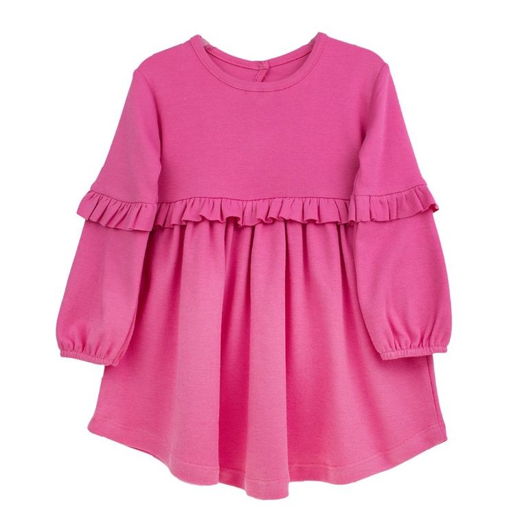 Sukienka dziewczęca z długim rękawem, różowa, Nicol