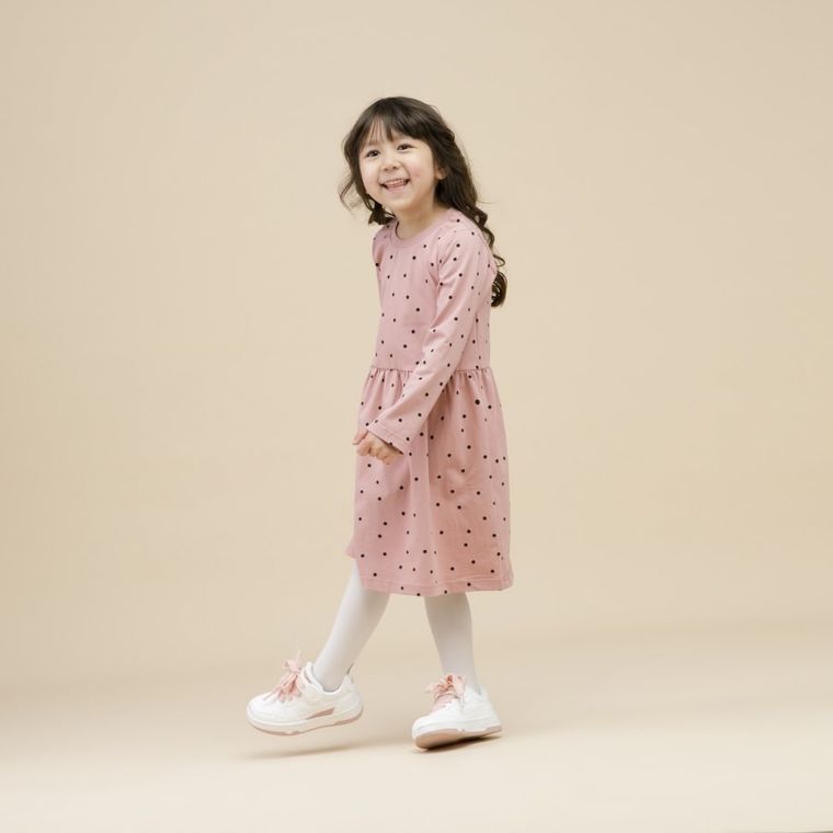 Sukienka dziewczęca z długim rękawem, różowa, Pinokio