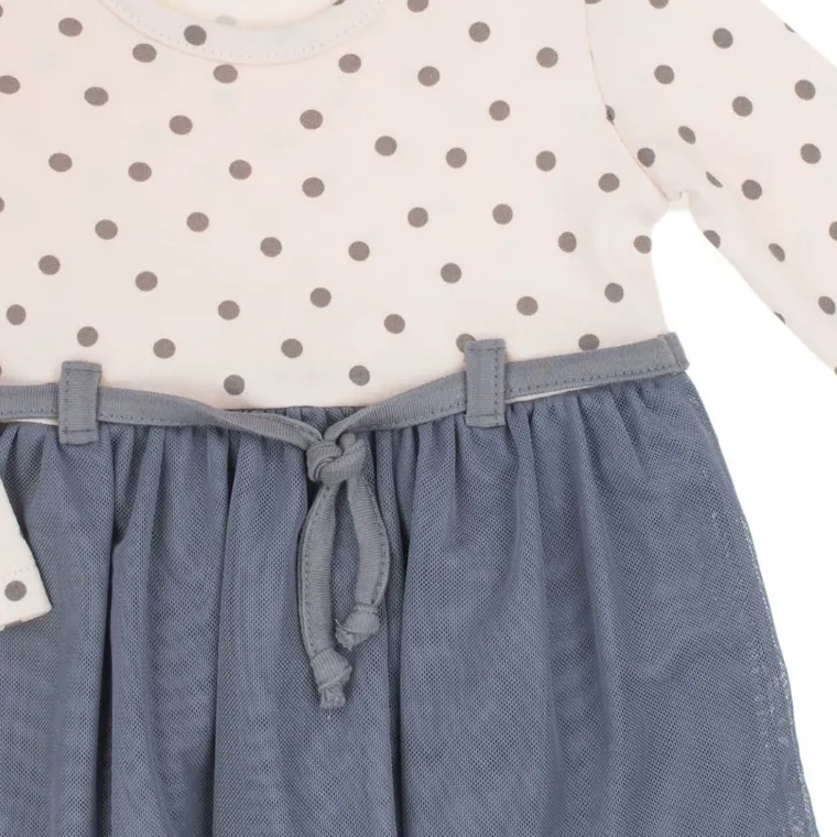 Sukienka dziewczęca z długim rękawem, różowo-szara, Nicol