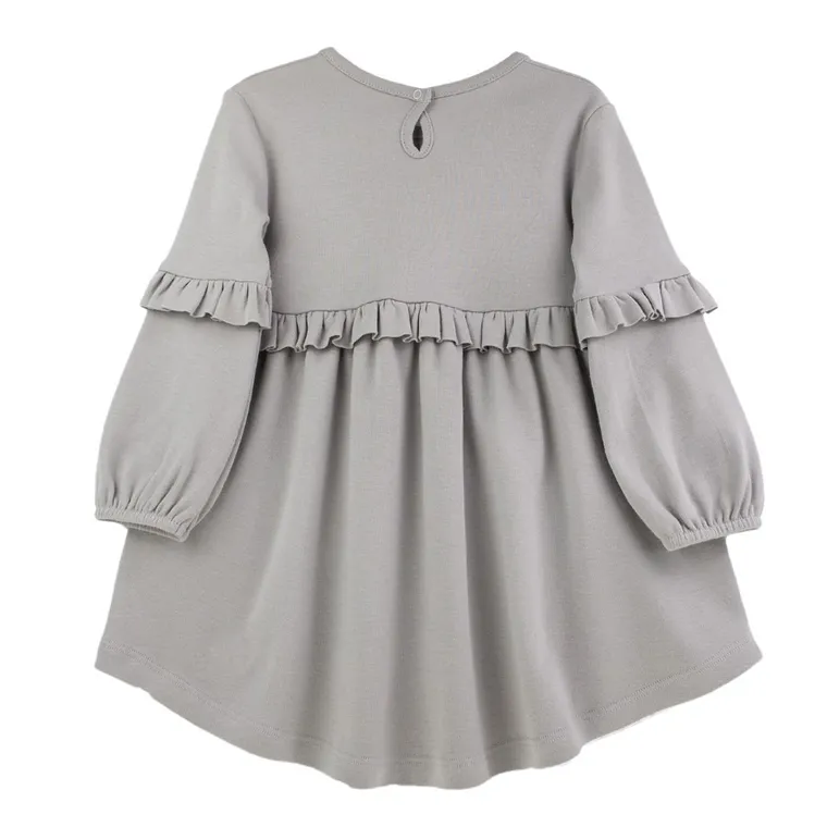 Sukienka dziewczęca z długim rękawem, szara, Nicol