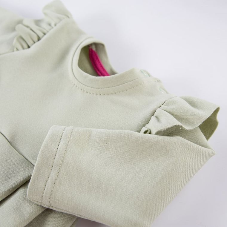 Sukienka dziewczęca z długim rękawem, zielona, Eevi